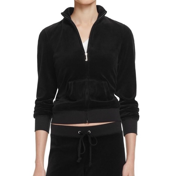 Juicy Couture Jackets & Blazers - JUICY COUTURE Black Velour Track Jacket Medium